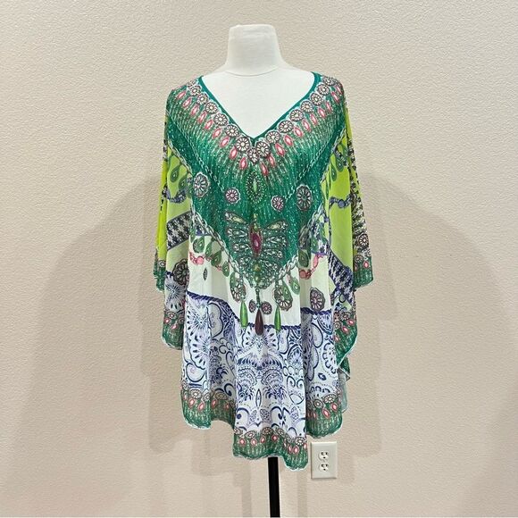 Original Green Embellished Short Round Kaftan OS - Picture 7 of 16